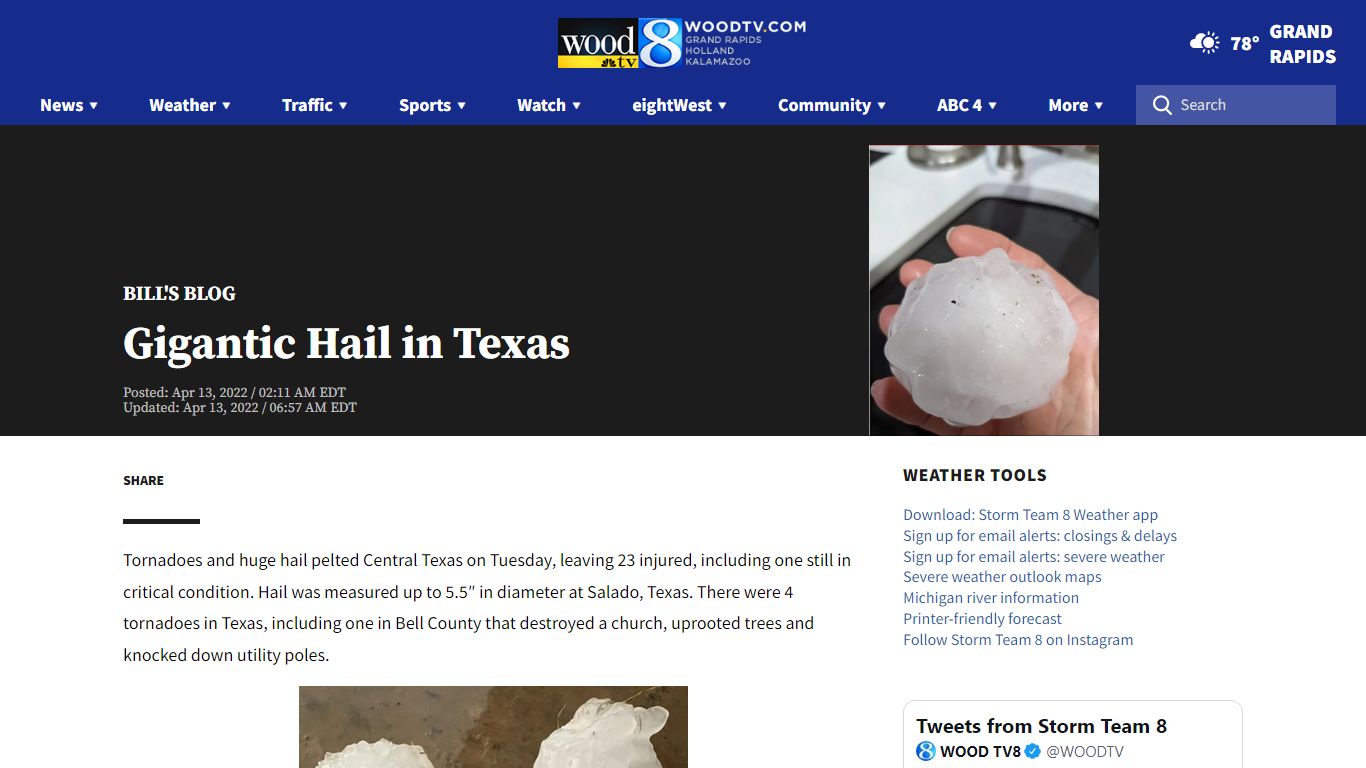 Gigantic Hail in Texas | WOODTV.com