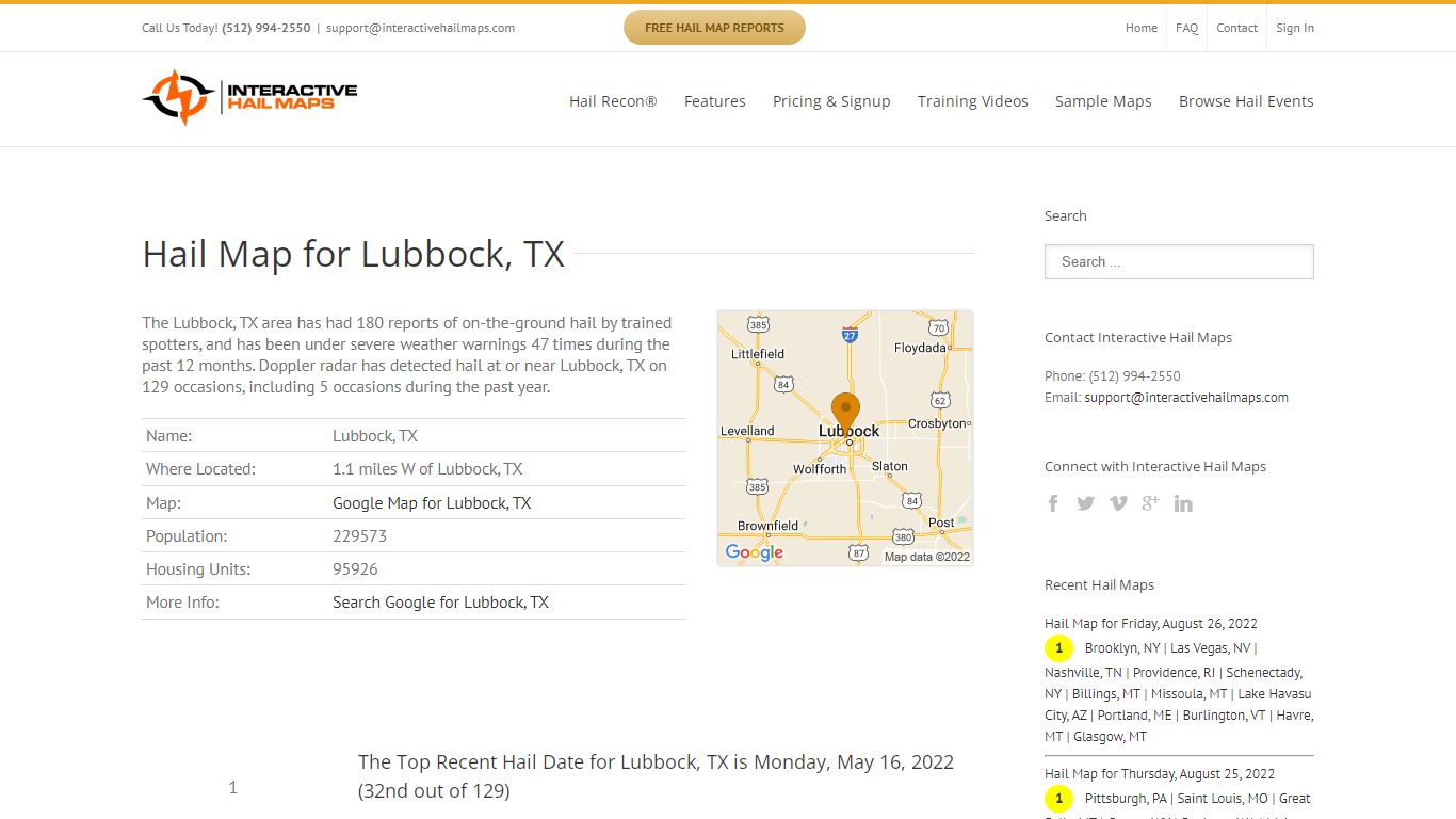 Interactive Hail Maps - Hail Map for Lubbock, TX